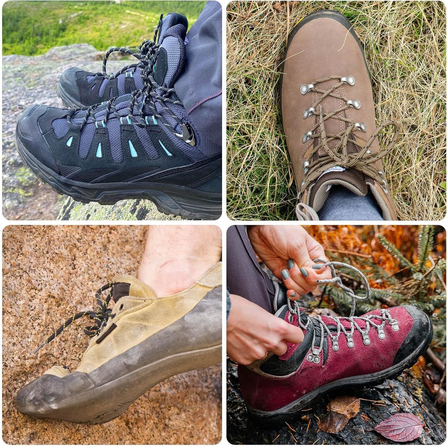 Round Work Boot Laces: Heavy Duty Hiking Shoe Laces or Boots 2 Pair