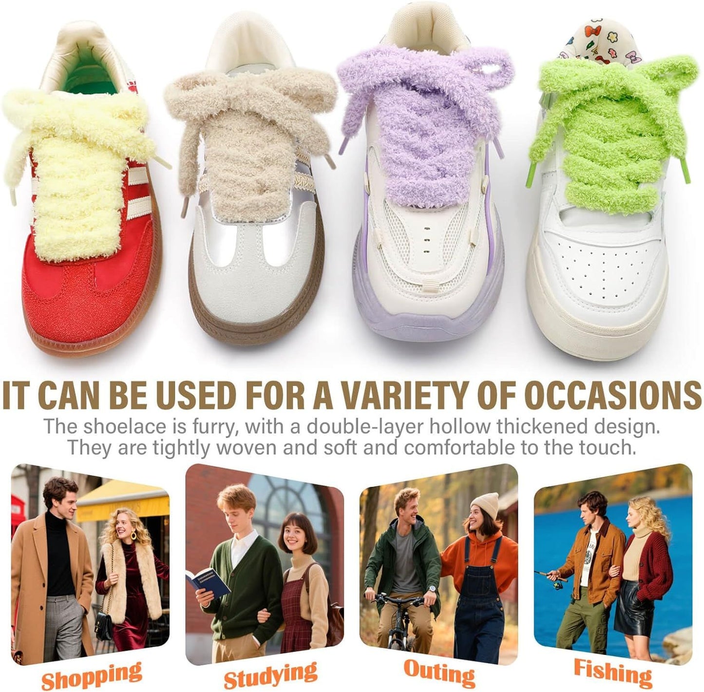 Sot lat uzzy Shoelaces: Wide Thick urry Shoe Laces or Sneakers 1 Pair