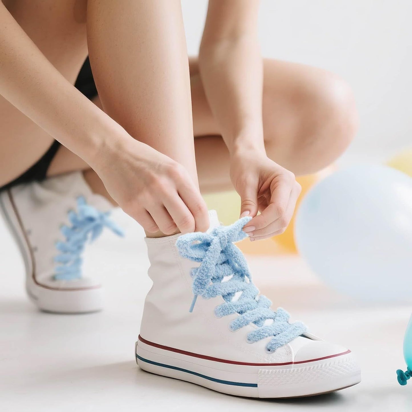 Thick uzzy Shoe Laces: Chunky Plush lat Shoelaces or Sneakers - 1 Pair