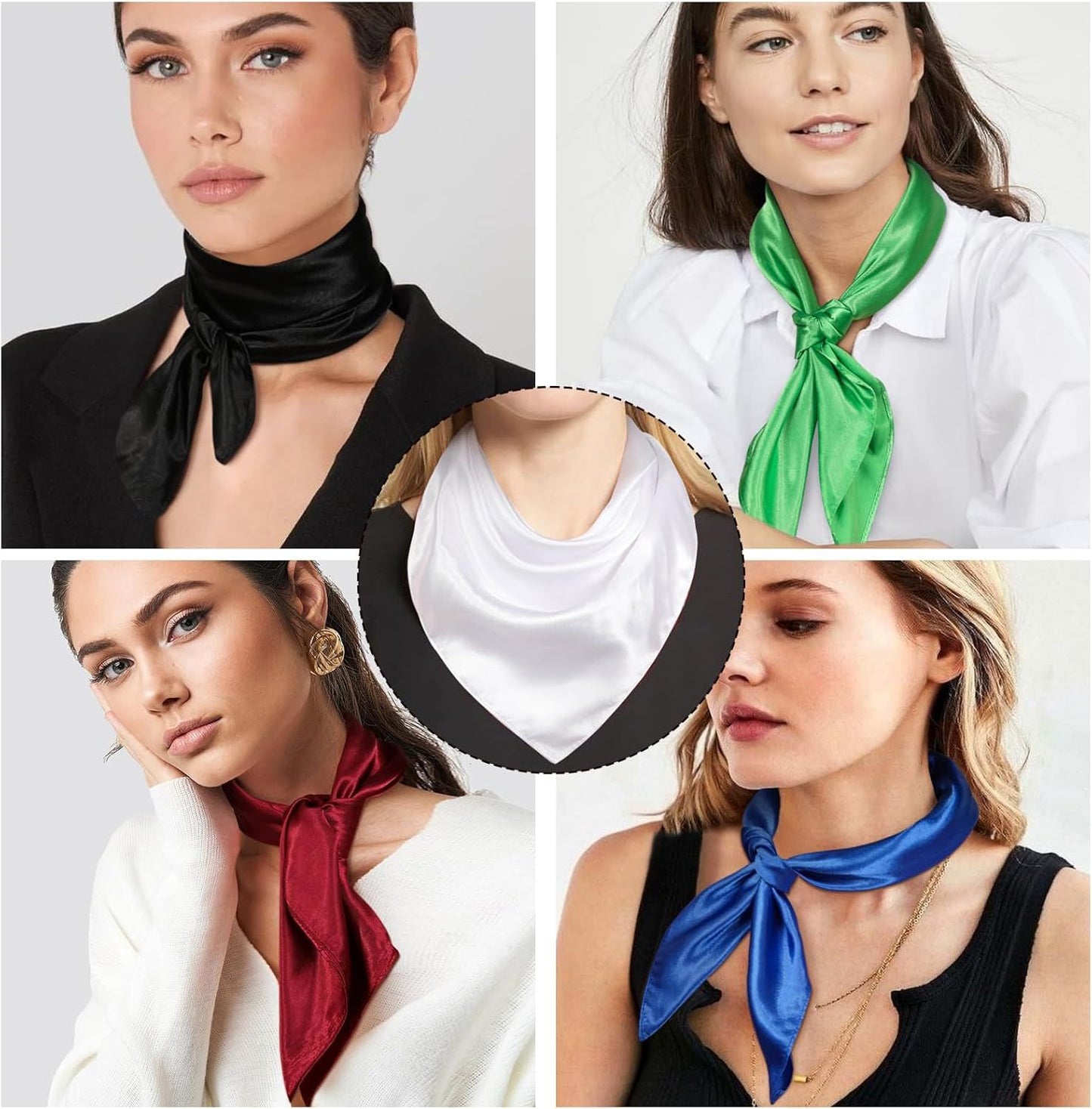 23.6" Satin Neck Scar Small Hair Scar Women Silk Head Scar Costume Bandana Girls Vintage Handkerchie Ribbon Scar
