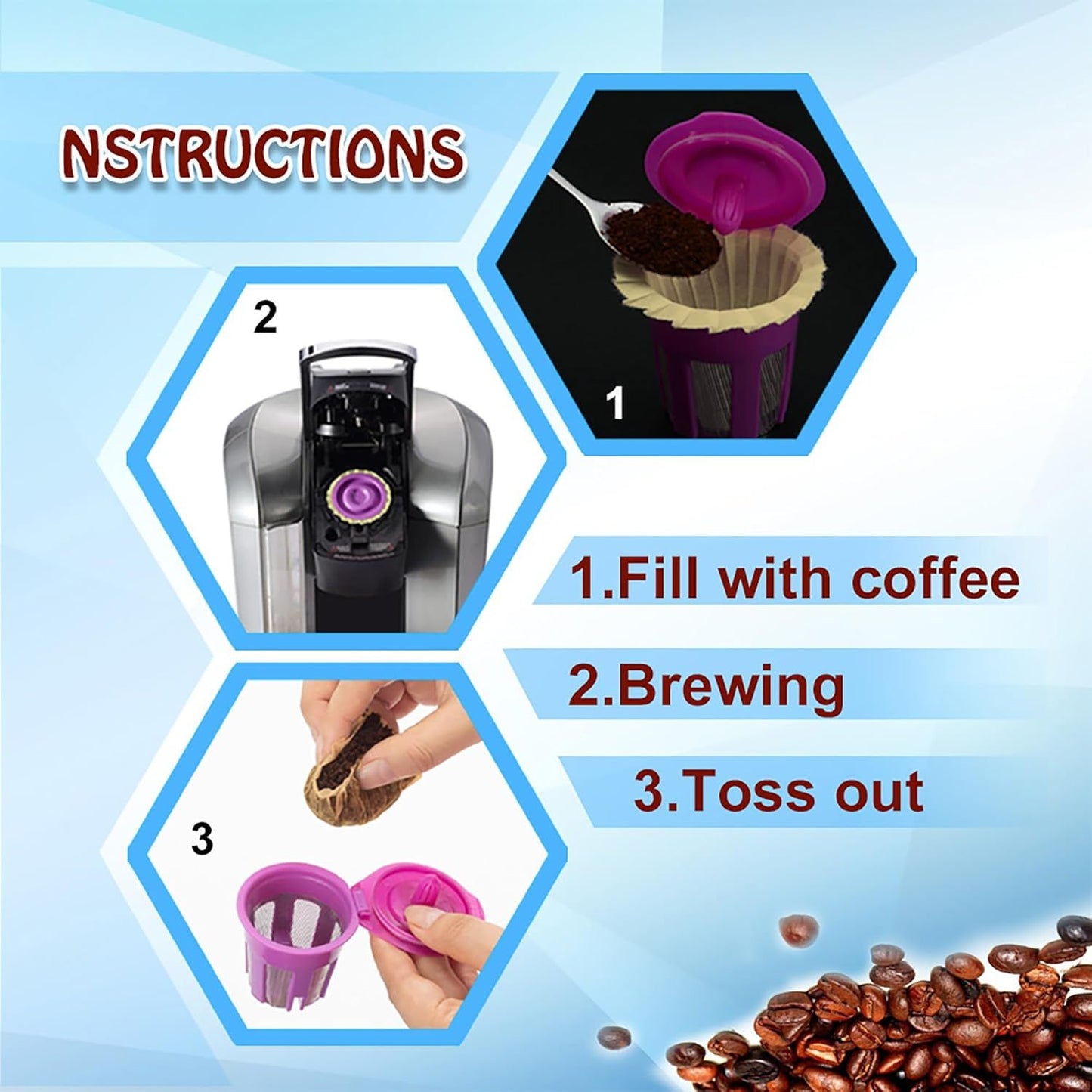 Disposable Coee ilters, 100 Count Natural Paper ilters Compatible with Keurig Brewers Single Serve 1.0 and 2.0, it all Reusable Coee Pods(Natural 100)