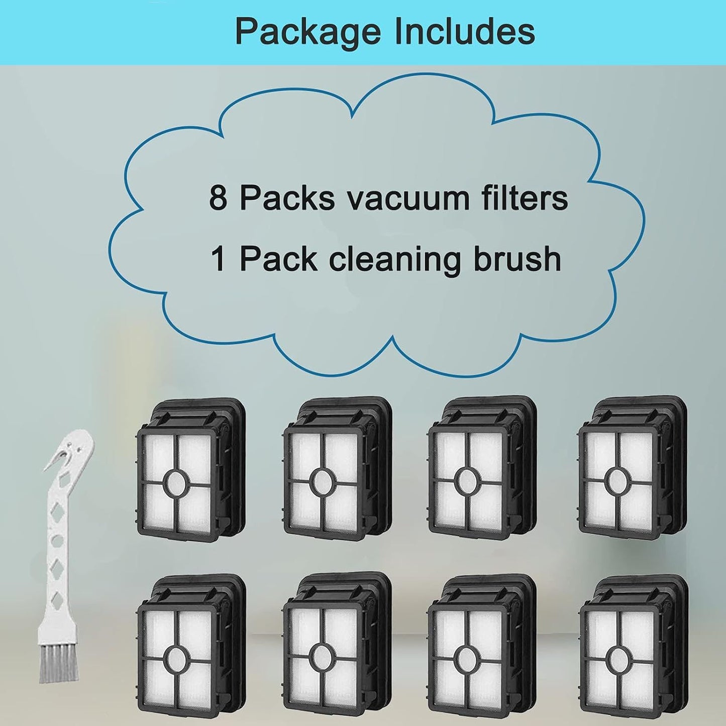 8 Pack 1866 Replacement ilters Compatible with Bissell Crosswave 1785 2306 2551 & 2554 CrossWave Cordless Max All in One Wet-Dry Vacuum Cleaner, Compare to Part # 1608684