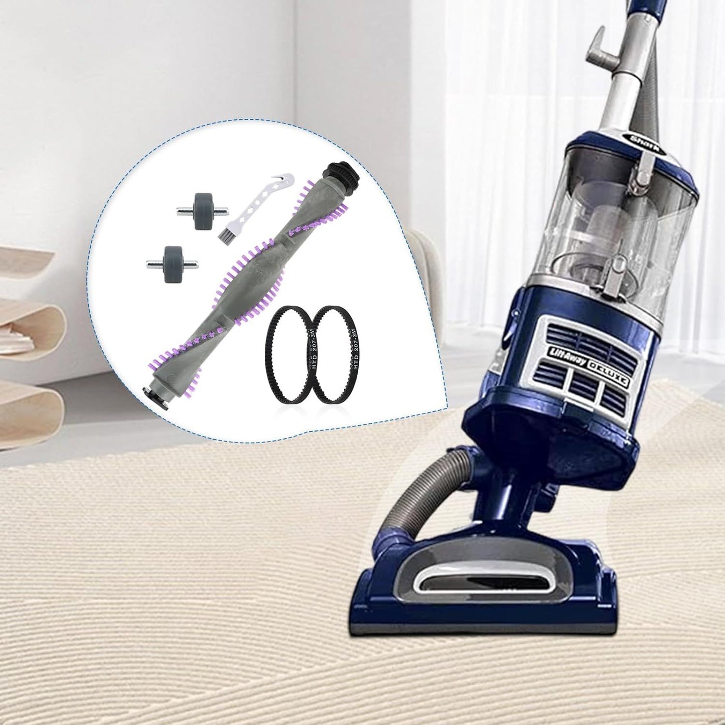 Roller Brush Replacement or Shark Navigator Lit Away NV350,NV352,NV353,NV360,NV356E,NV42,NV80,UV420,NV70,NV41,NV71,NV90,NV22 Series Upright Vacuum,1 Roller Brush + 2 Belts + 2 Wheels