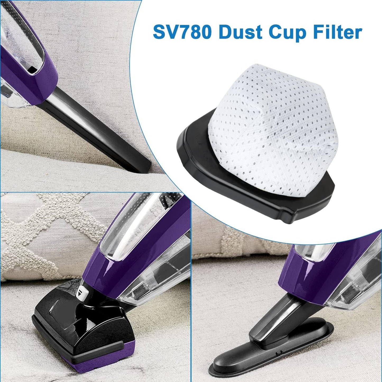 6 Pack Dust Cup ilters Replacement or Shark Cordless Handheld Vacuum SV780 SV75Z SV728N SV726N, Replacement Part# X769, XSB726N