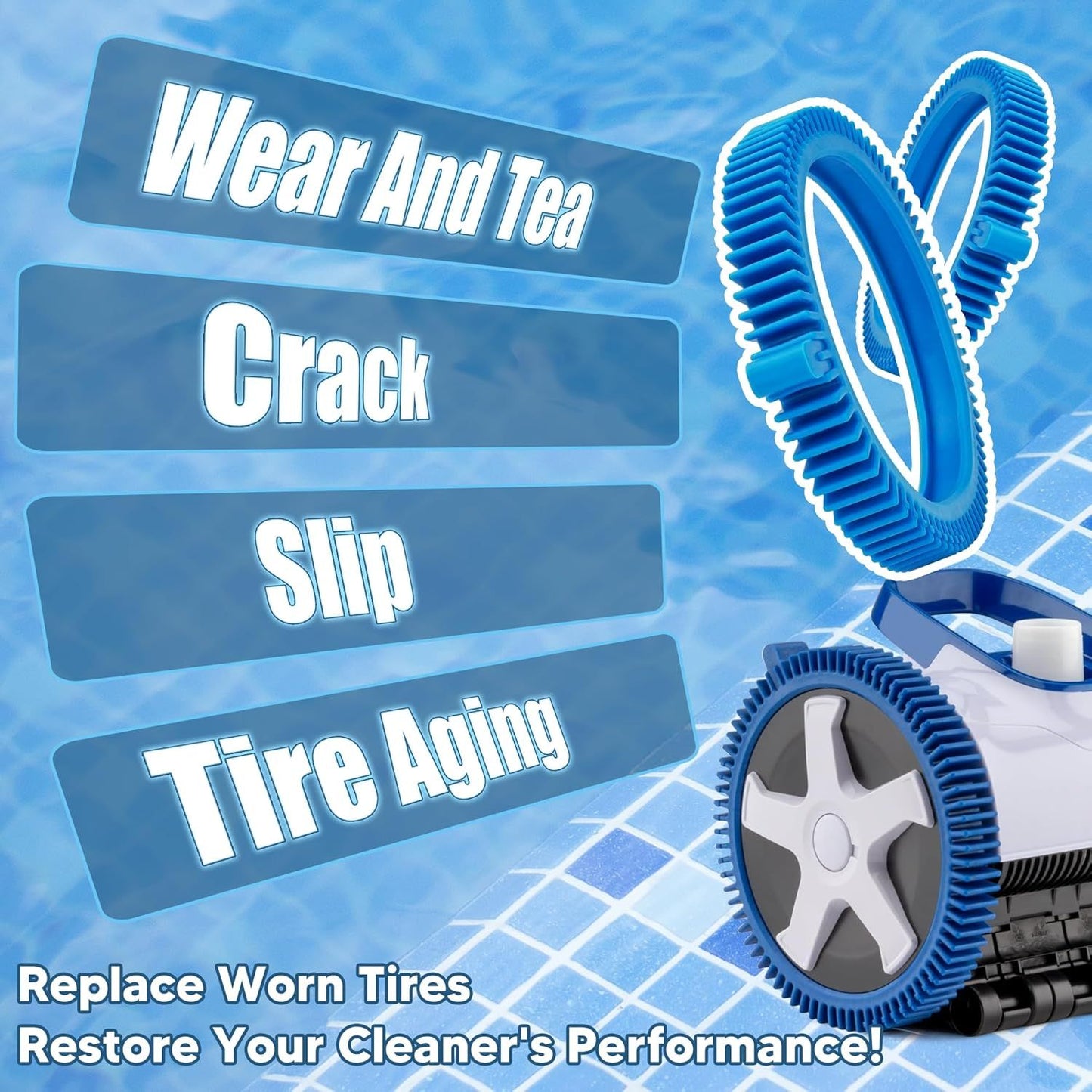 896584000-143 Blue ront Tire Kit with Super Hump Replacement or Haywood Poolvergnuegen Select Pool Cleaners and Perectly Compatible with Hayward Phoenix Cleaners (2 Pack)