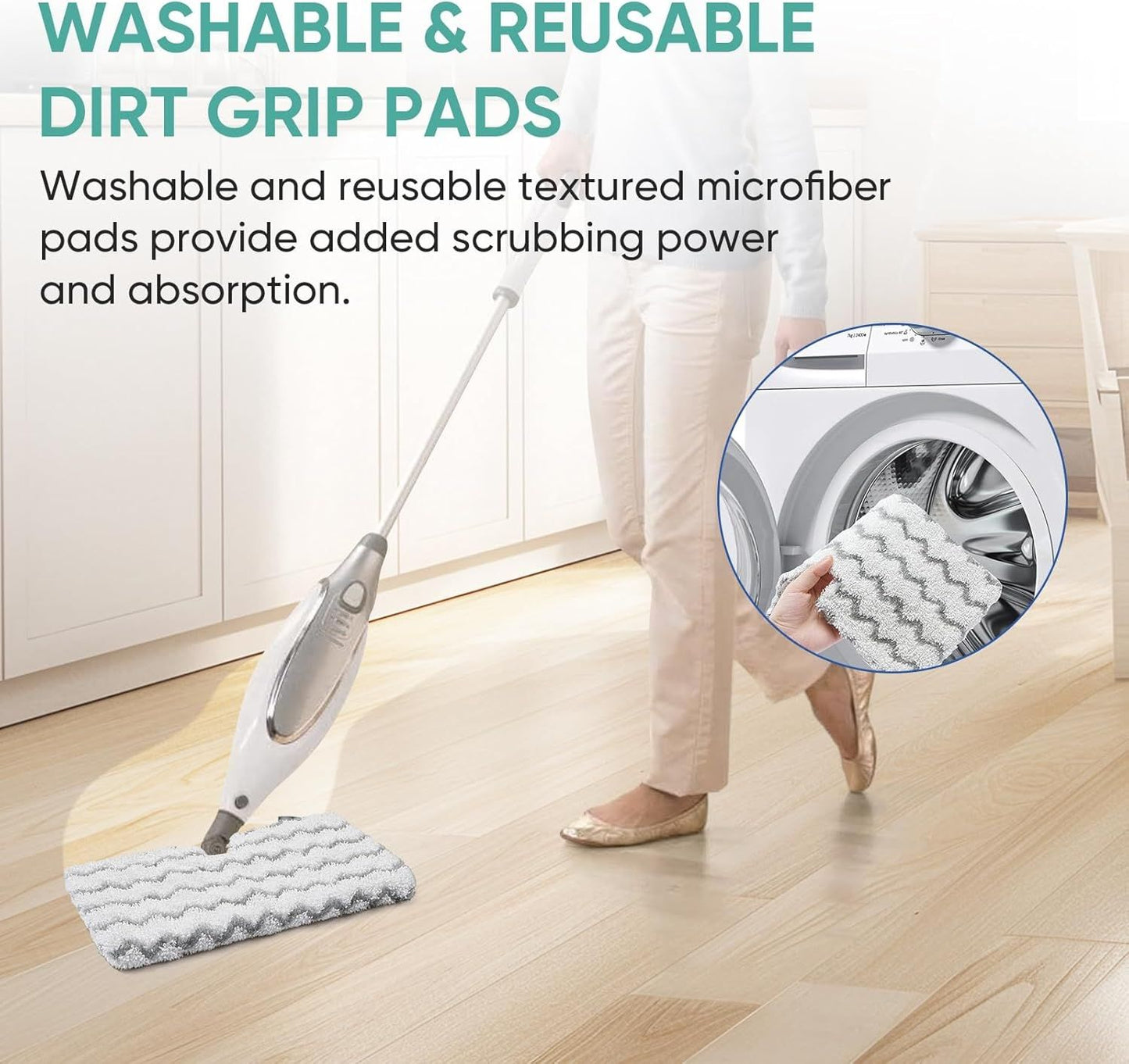 4 Pack S3501 S3601 Steam Pocket Mop Pads or Shark S3500 Series S3501 S3601 S3550 S3901 SE450 S3801CO S3601D S2901 S2902 Steam Mop Pads Washable