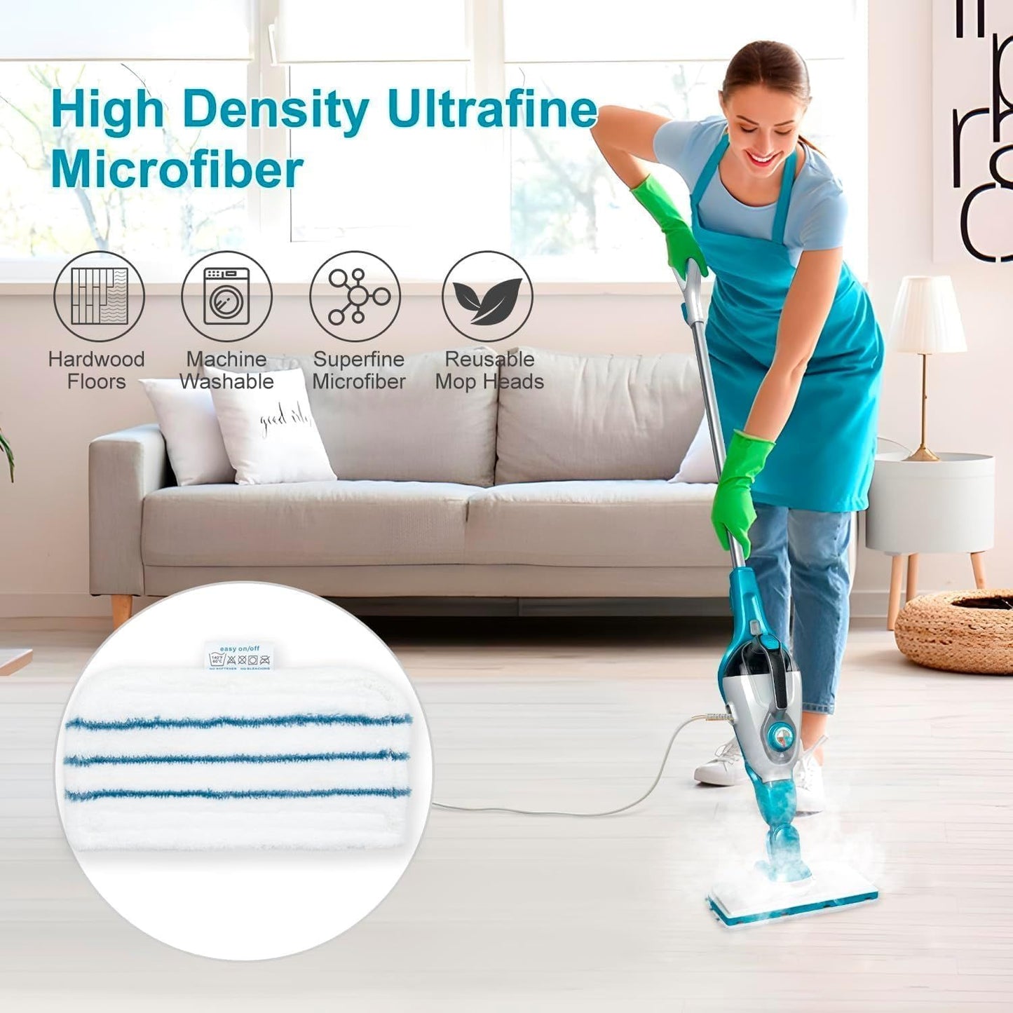 8 Pack SMP20 Washable Steam Mop Pads Compatible with Black+Decker Steam Mop SM1600, SM1610, SM1620, HSM13E1, HSMC1300X, HSMC1321, HSMC1361SG