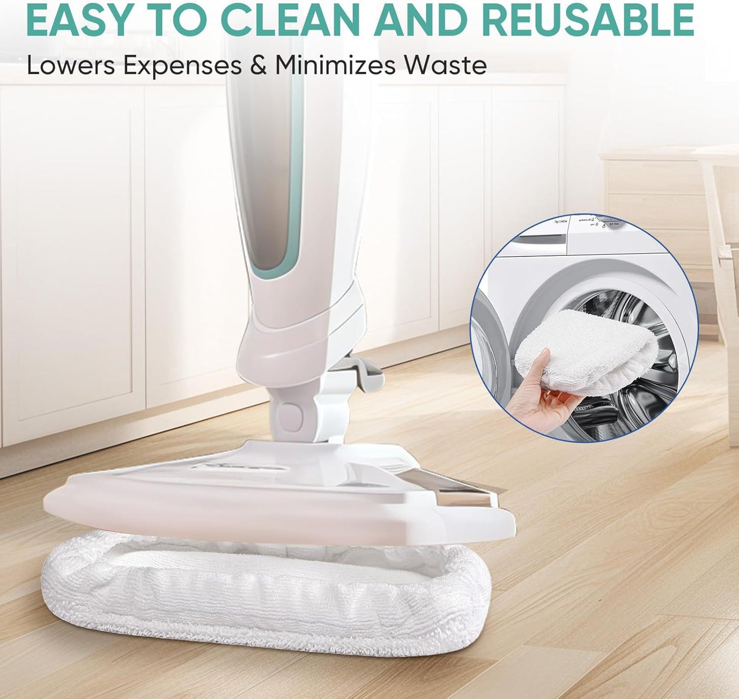6 Pack SMP01 Microiber & Washable Steam Mop Pads Compatible with Kenmore SM2060 S200 Series loor Cleaning Steam Mop (White)