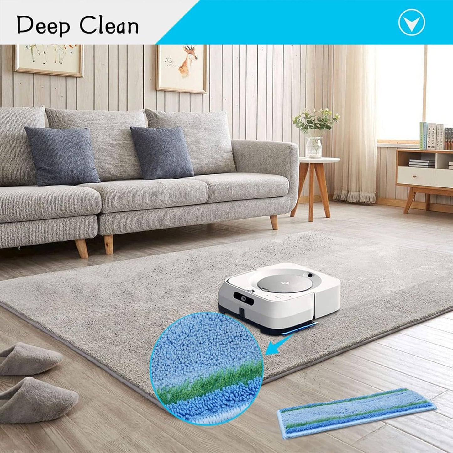8 Pack Upgraded M6 Wet Mopping Pads or iRobot Braava Jet M6 Series (6110) (6012) (6112) (6113) Ultimate Robot Mops, New Sticky Design, Detachable, Washable and Reusable M6 Pads Accessories Parts
