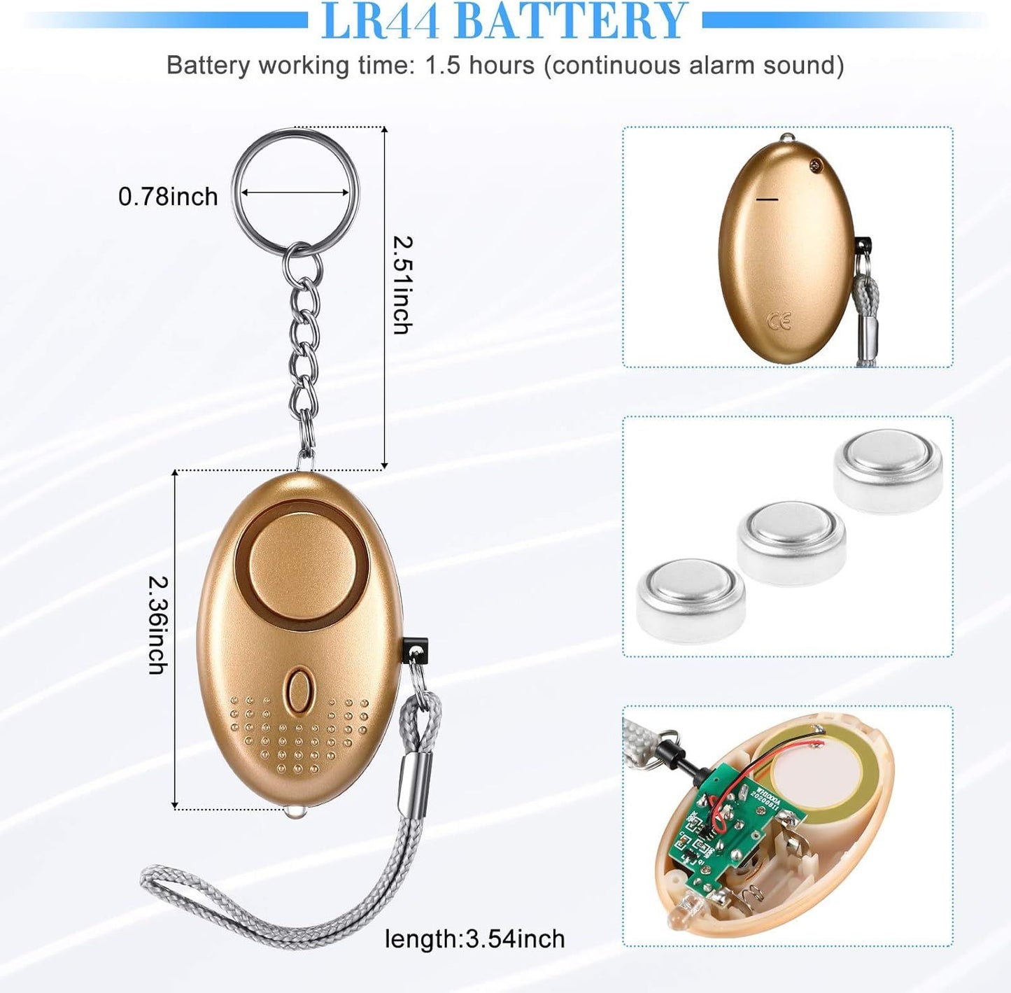 12-Piece Personal Alarm Set, Emergency LED Light Keychain Alarms in 6 Colors or Women & Men