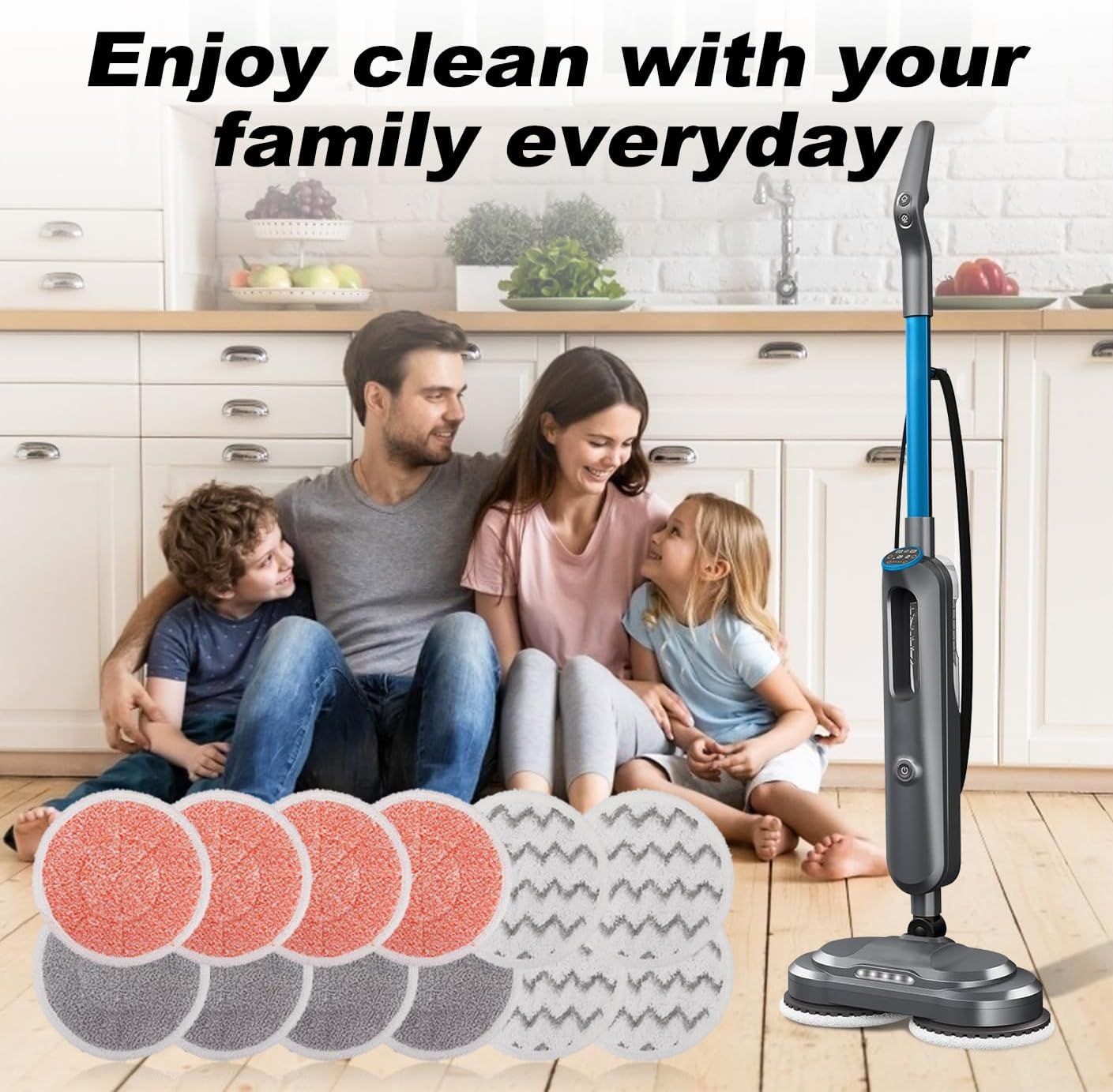 3897A Replacement Steam Mop Pads: 12 Packs Spin Mop Reills Compatible with Bissell Spinwave 3897A 3712C 3712W SmartSteam Scrubbing Steam Mop - Hard loor Steam Mop Washable Pads (Heavy & Sot)