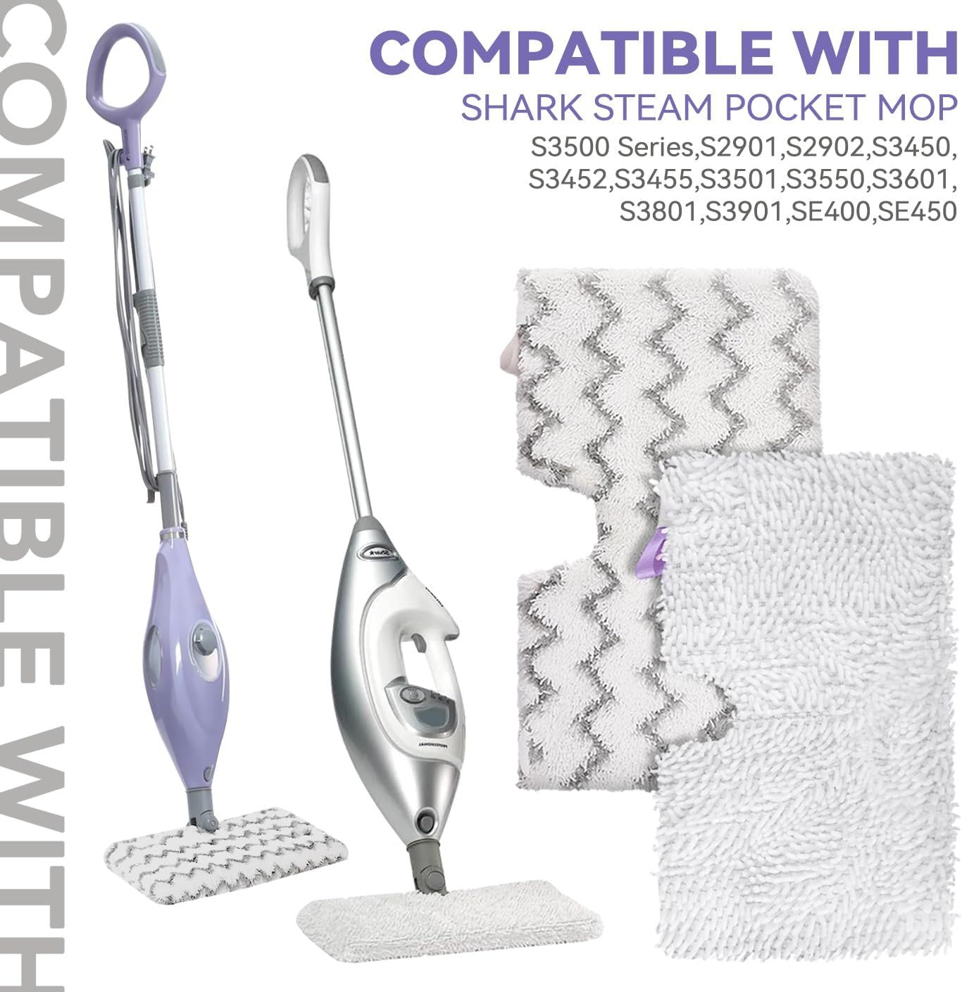 S3501 or Shark Steam Pocket Mop Pads: Washable Steam Mop Replacement Pads or Shark Steamer S3601D S3601 S3801CO S3901 S3550 SE450 (6Pack)