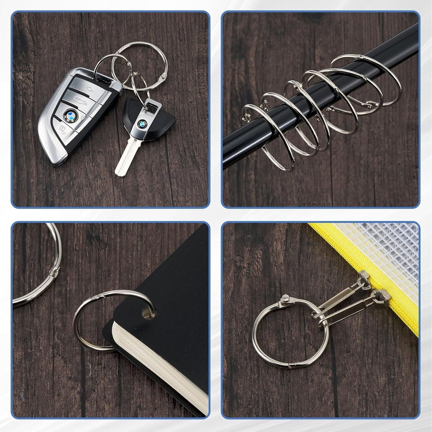 Loose Leaf Binder Rings 1Inch(12 Pack) Office Metal Book Ring,Nickel Plated Steel Key Rings for School Home or Office,Sliver