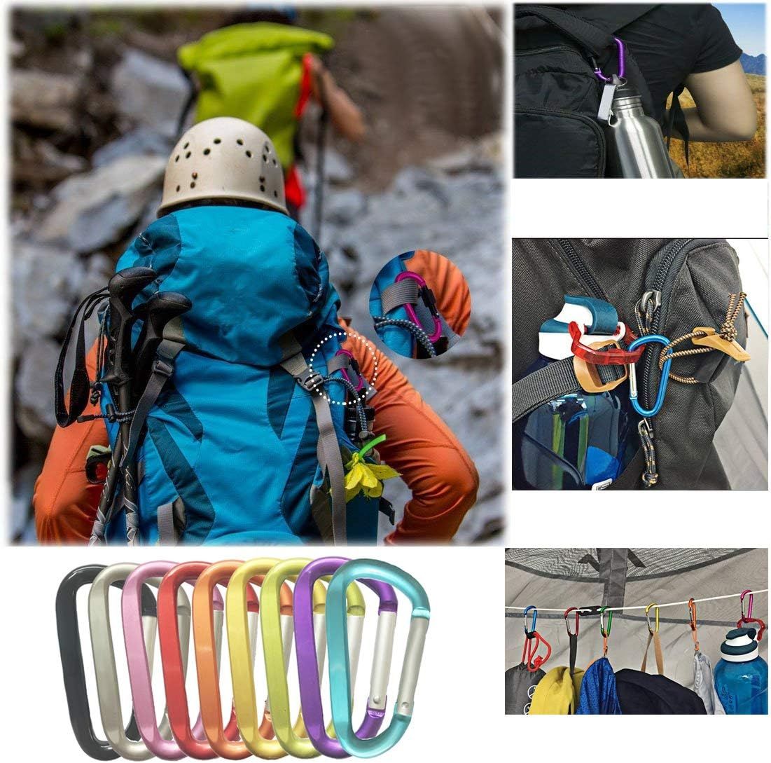 Large Carabiners Keychain 3" Aluminum D Shape Premium Durable D-Ring Carabiner Clip Hook Camping Accessories Snap Link Key Chain Durable Improved Design