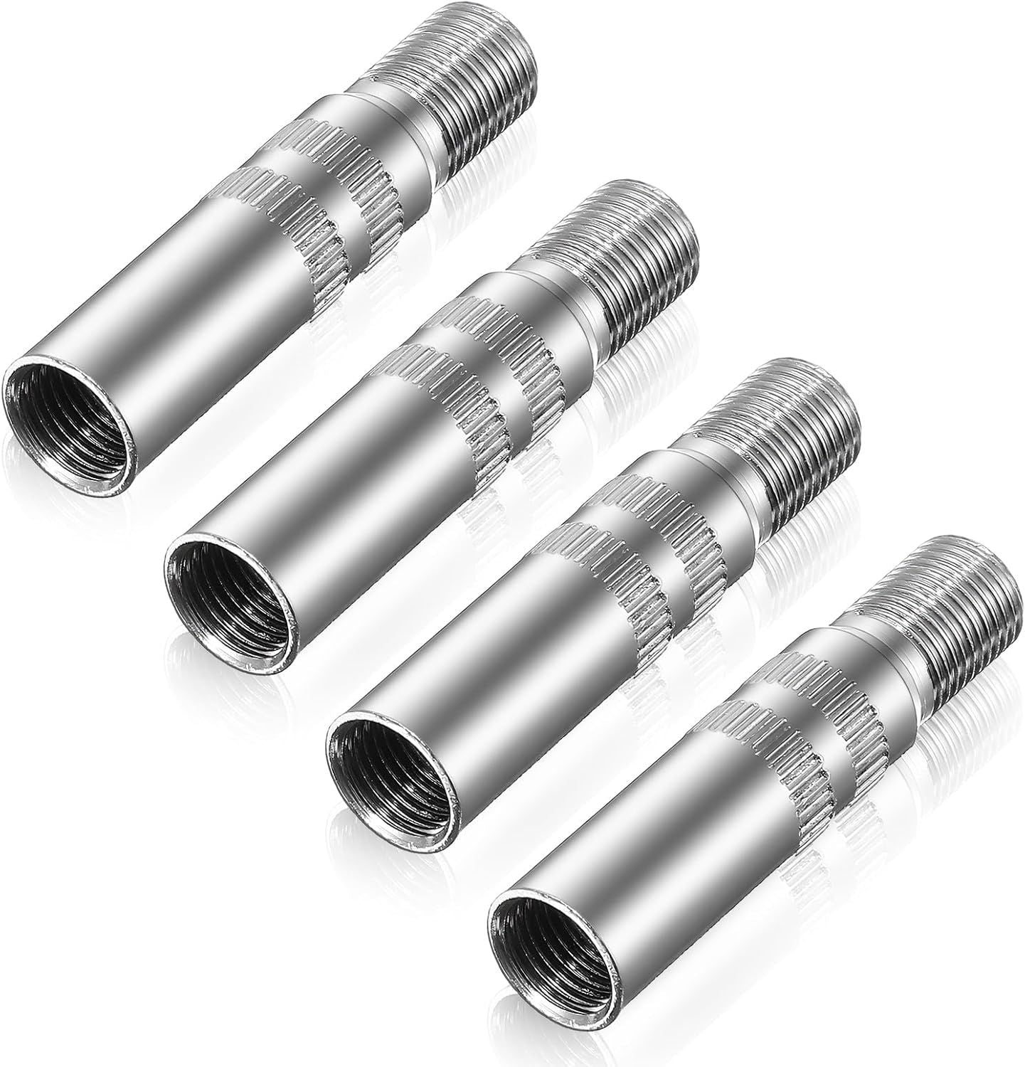 4Pcs Tire Valve Extender, Tire Valve Extension Adapter 39mm for Car & Motorcycle, Silver (Heavy Duty, Leak Proof Design)