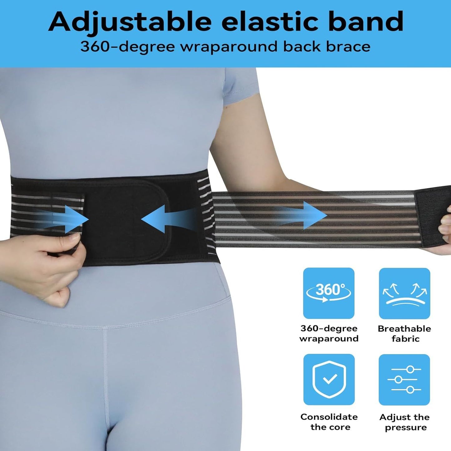 Back Support with Magnet, Tourmaline Magnetic Back Braces for Lower Back Pain Relief, Self Heating & Soothing Waist Band, Lumbar Support Belt for Herniated Disc/Sciatica (Medium)