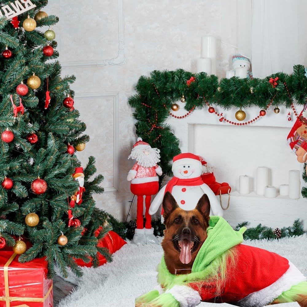 Dog Christmas Outfit,Christmas Pet Clothes Green Classic Dog Hoodie Shirt Cosplay Apparel Christmas Party Cosplay Costume Pet Supplies Accessories for Small Dogs and Cats