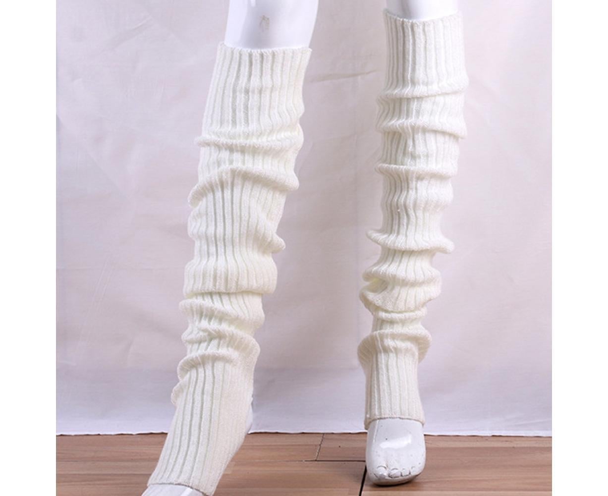 Women Elastic Solid Color Warm Thigh High Long Socks - Navy Blue
