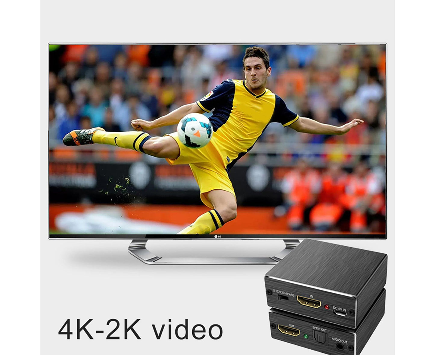 HDMI-compatible to SPDIF+R/L High Clarity Audio Converter Adapter 5.1 Optical Fiber Splitter 4K 2K Black