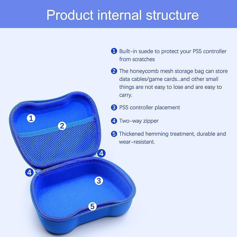 Gaming Controller Travel Carrying Case Compatible with Playstation 5 Wireless Controllers. Protective Storage Holder Bag Cover for PS5 Console (Box Only)-Black