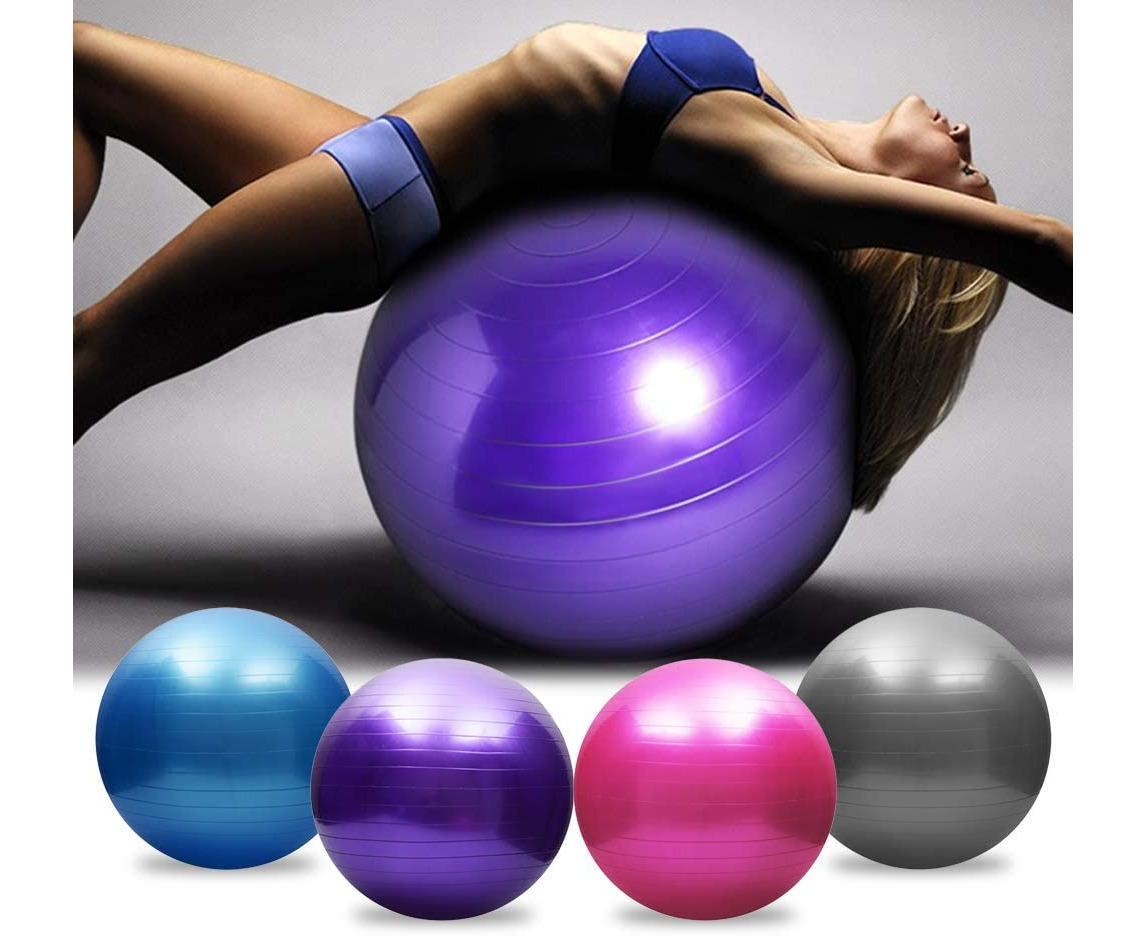 Yoga ball, anti-burst, thickened, stability, balance ball, pilates, barre, physiotherapy, exercise ball, gift, air pump - Diameter 65 cm