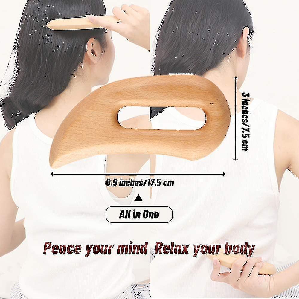 Wooden Lymphatic Drainage Massage Tool, Handheld Gua Sha Scraping Paddle, Anti Cellulite, Used On Whole Body, Manual Muscle Pain Relief