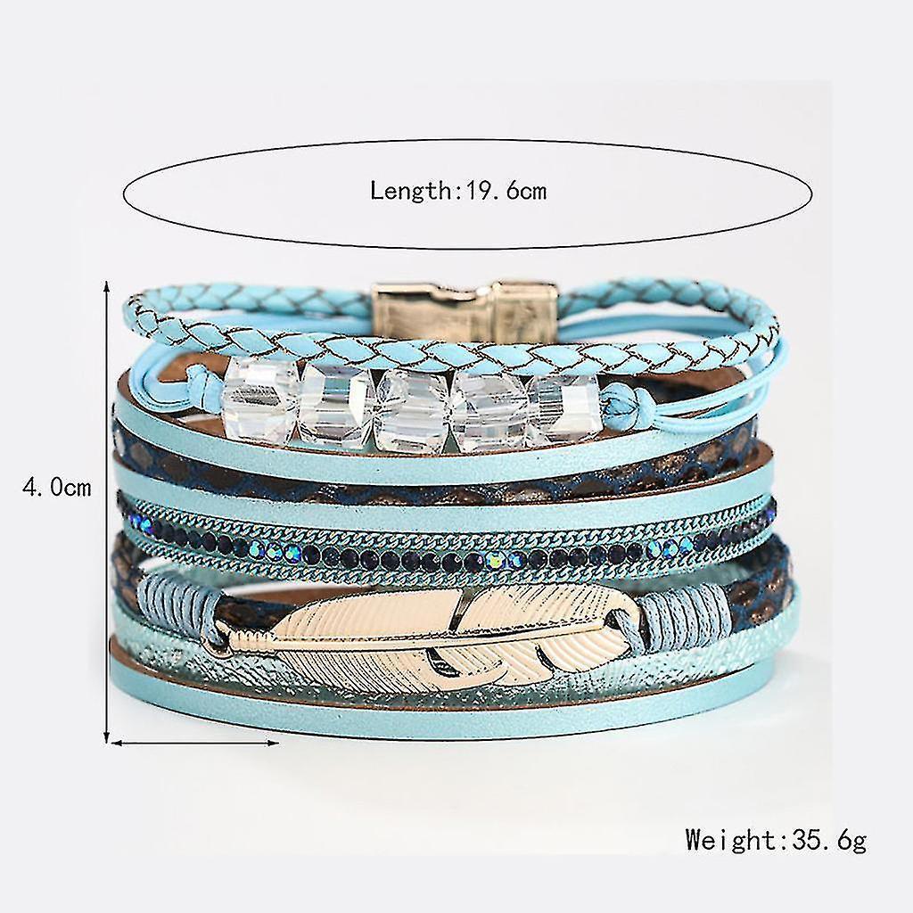 Sajy Women's Feather Wrap Bracelet Crystal Bracelet Handmade Jewelry Bohemian Gift