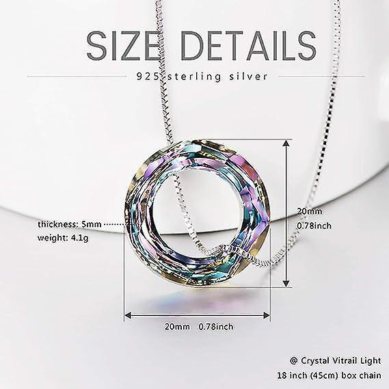 928 Sterling Silver Circle Necklace With Austrian Crystal, Jewelry For Women Teen Girls