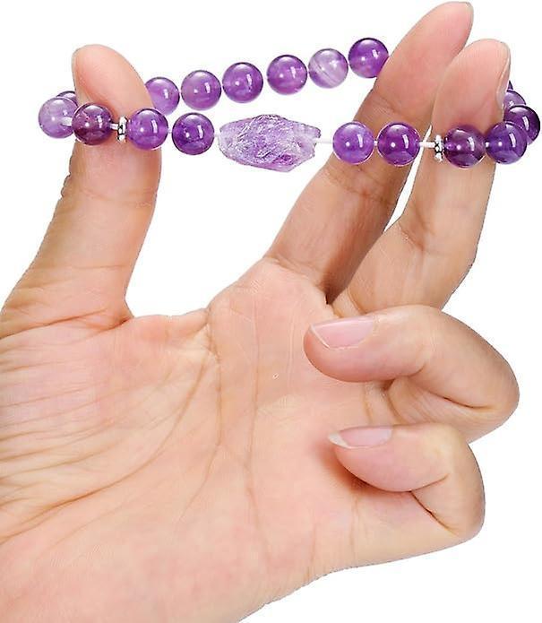 Amethyst Crystal Beaded Bracelet For Women,natural Gem Semi Precious Reiki Healing Crystal Energy Quartz Bracelet,handmade 8mm Round Stone Beads Stret