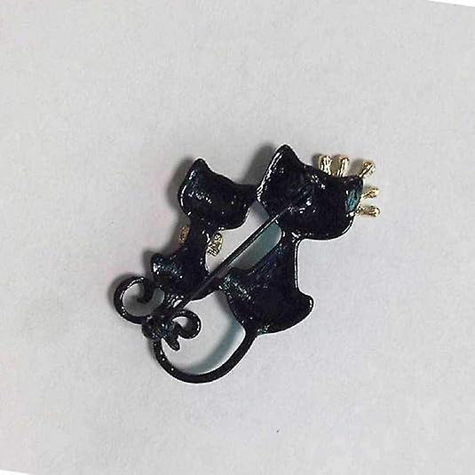 Crystal Rhinestone Kitty Cat Brooch & Pin Double Kittens Cute Brooches Jewelry Accessories For Women