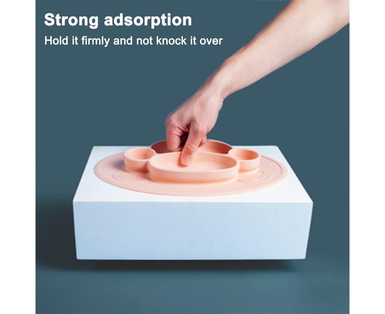 Silicone Divided Dinner Plate Suction Plate BPA Free , Dishwasher and Oven secure Fits Most Highchair Trays