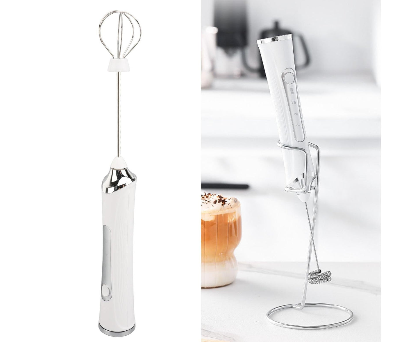 Electric Milk Frother, USB Rechargeable, 3 Speeds, Stainless Steel, Silent Portable Handheld Foam Maker for Coffee & Egg Beverage