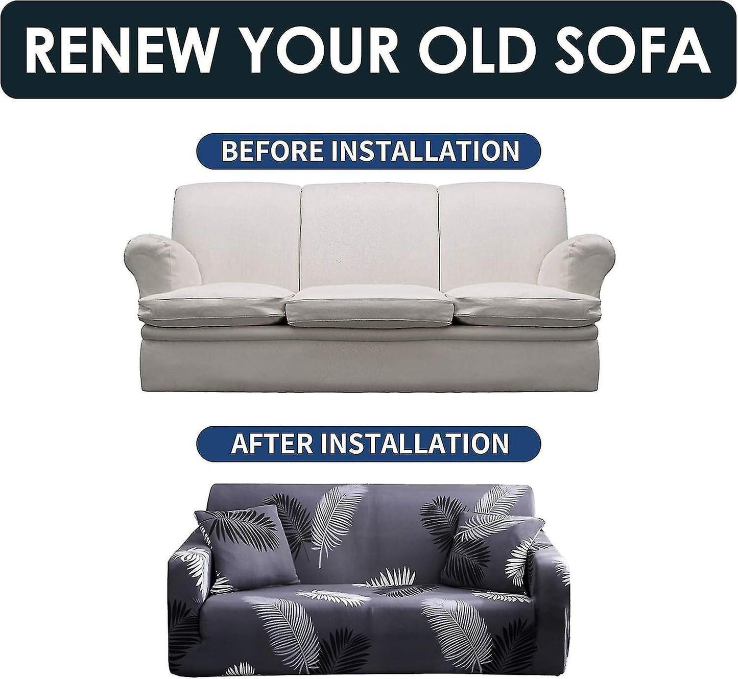 3 Seater Elastic Sofa Cover with Armrests Universal Sofa Protector