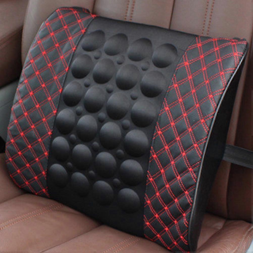 Electric Massage Lumbar Cushion - DC12V Waist Support Pad (Black & Red)