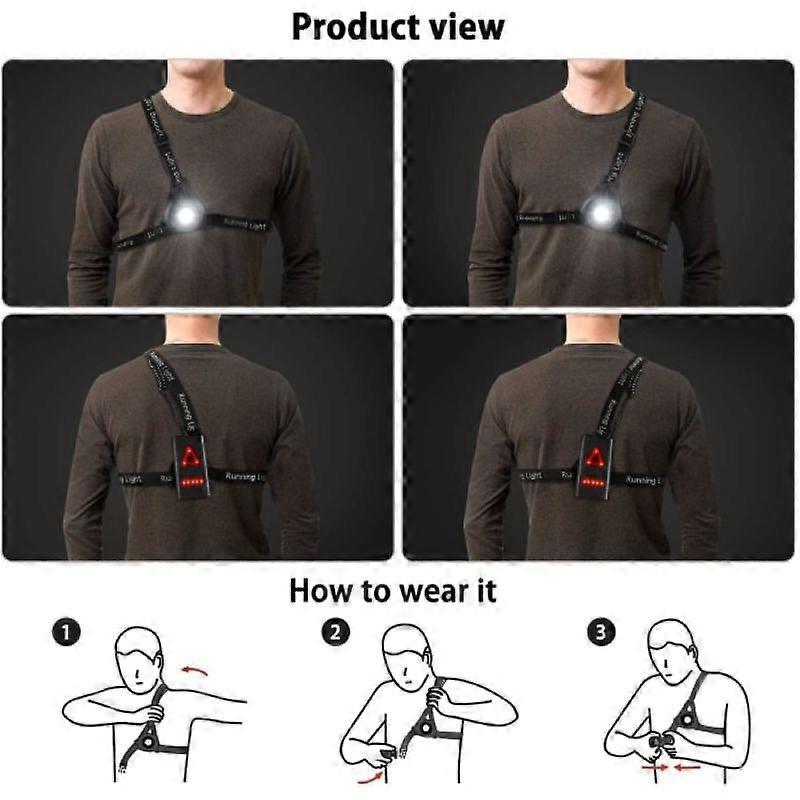 Reflective Running Gear with LED Chest Light, Weatherproof Night Running Vest