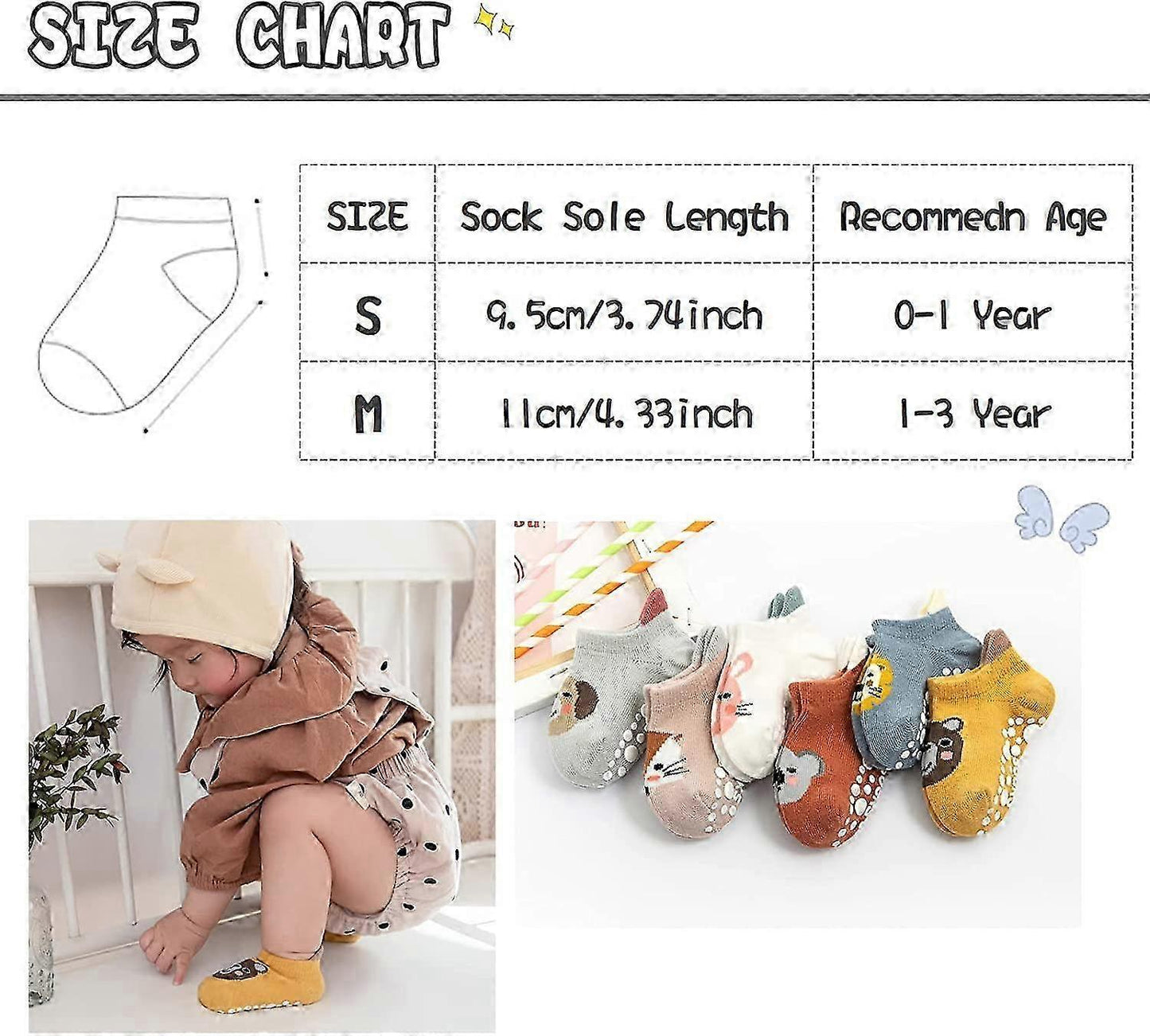 2 Pairs Non-Slip babies Girl Ankle Socks Soft Breathable babies Socks