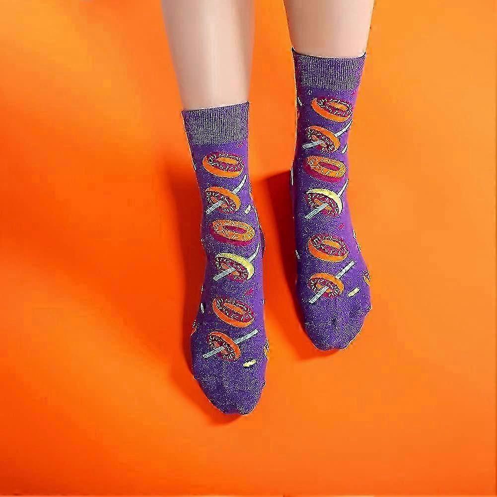 Women's Cotton Novelty Print Socks Animal Food Pattern Cute Pack Socks