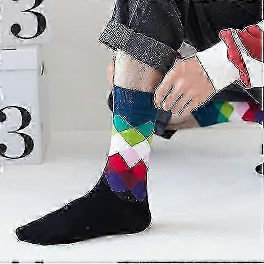 12 Pairs Mens Rhombus Basketball Socks Gradient Pattern Sports Crew Socks