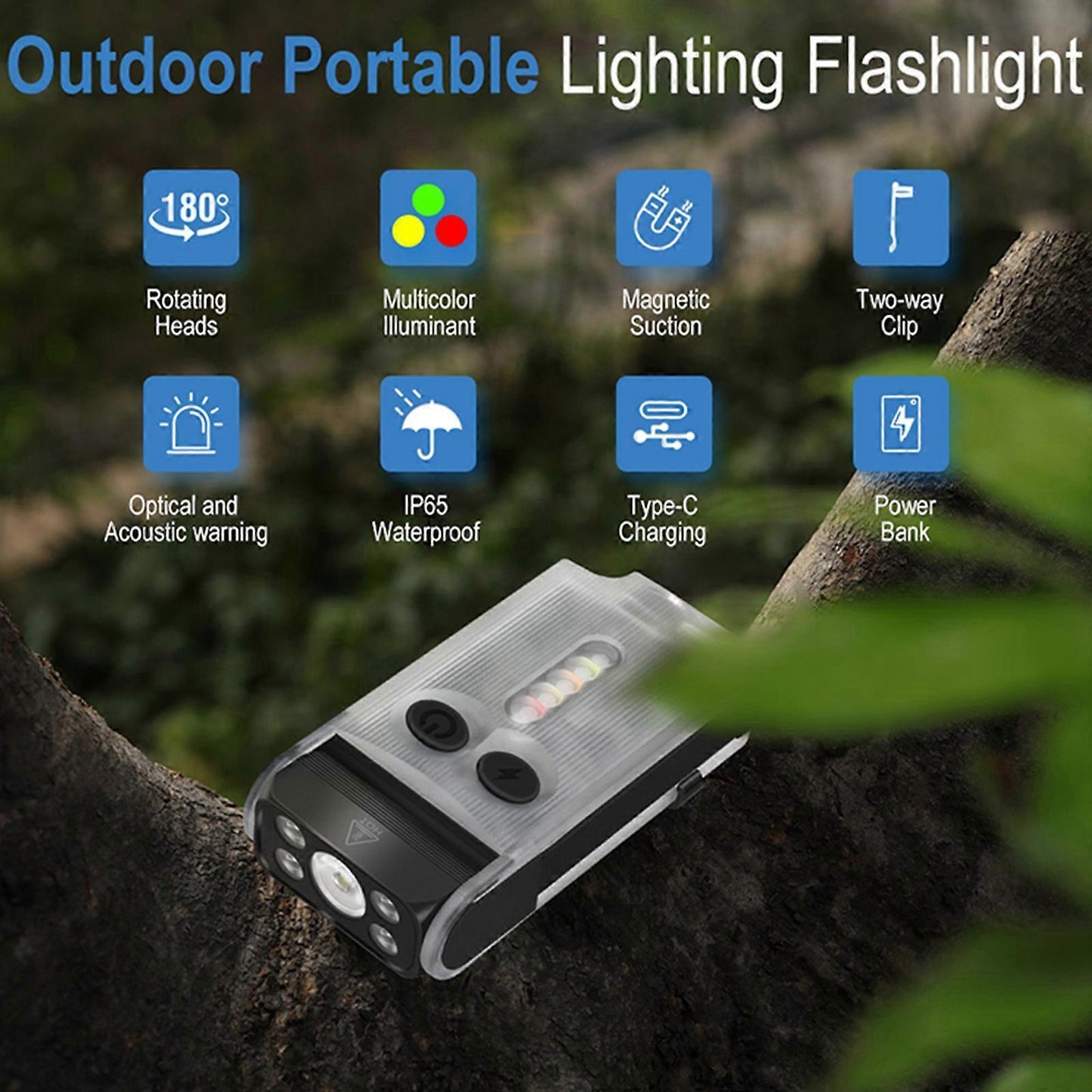 Rotatable LED Flashlight IP65 Waterproof Rechargeable Torch for Camping Use