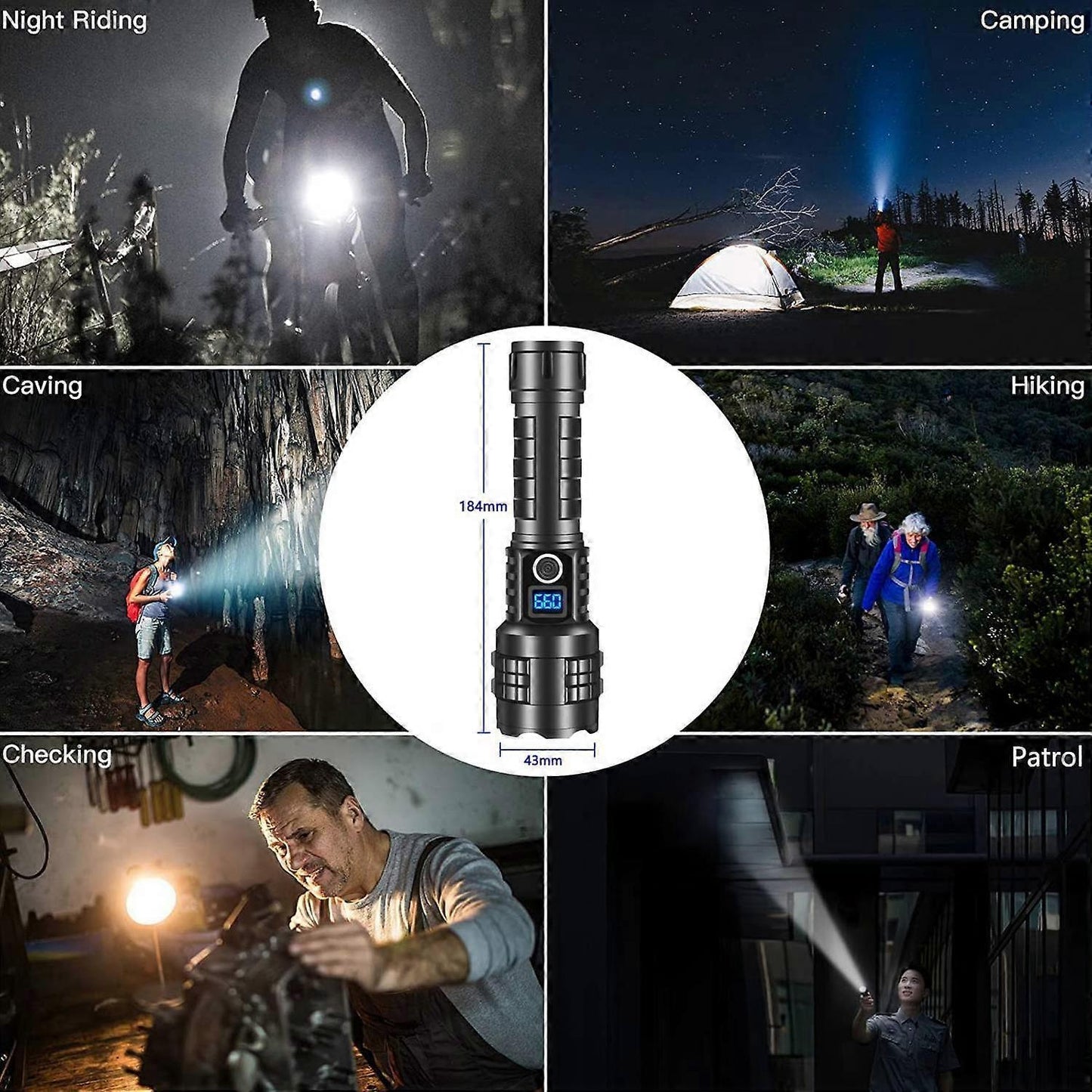 Powerful Pocket Flashlight Super Bright Waterproof Handheld Torch Rechargeable