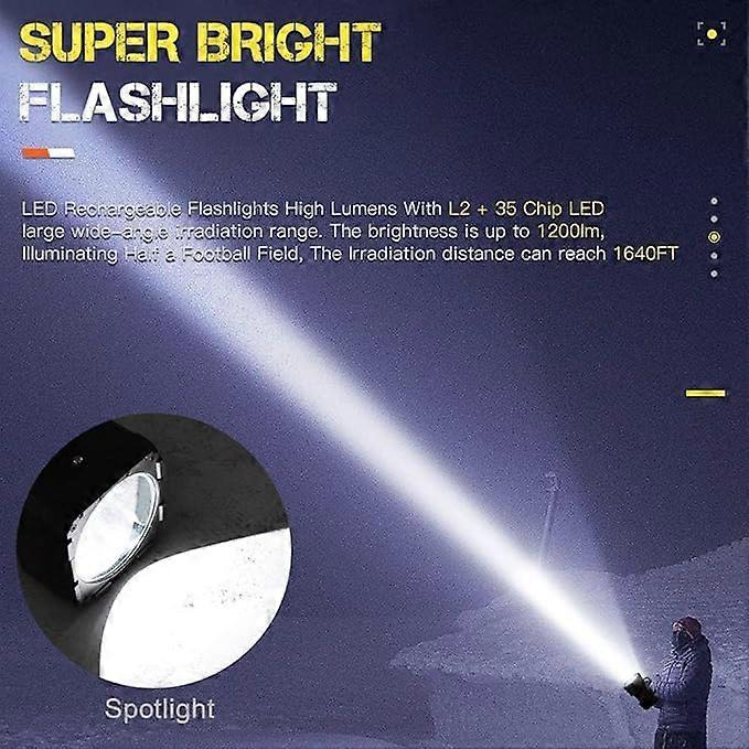 Rechargeable LED Spotlight Flashlight High Power Torch with Focus Beam