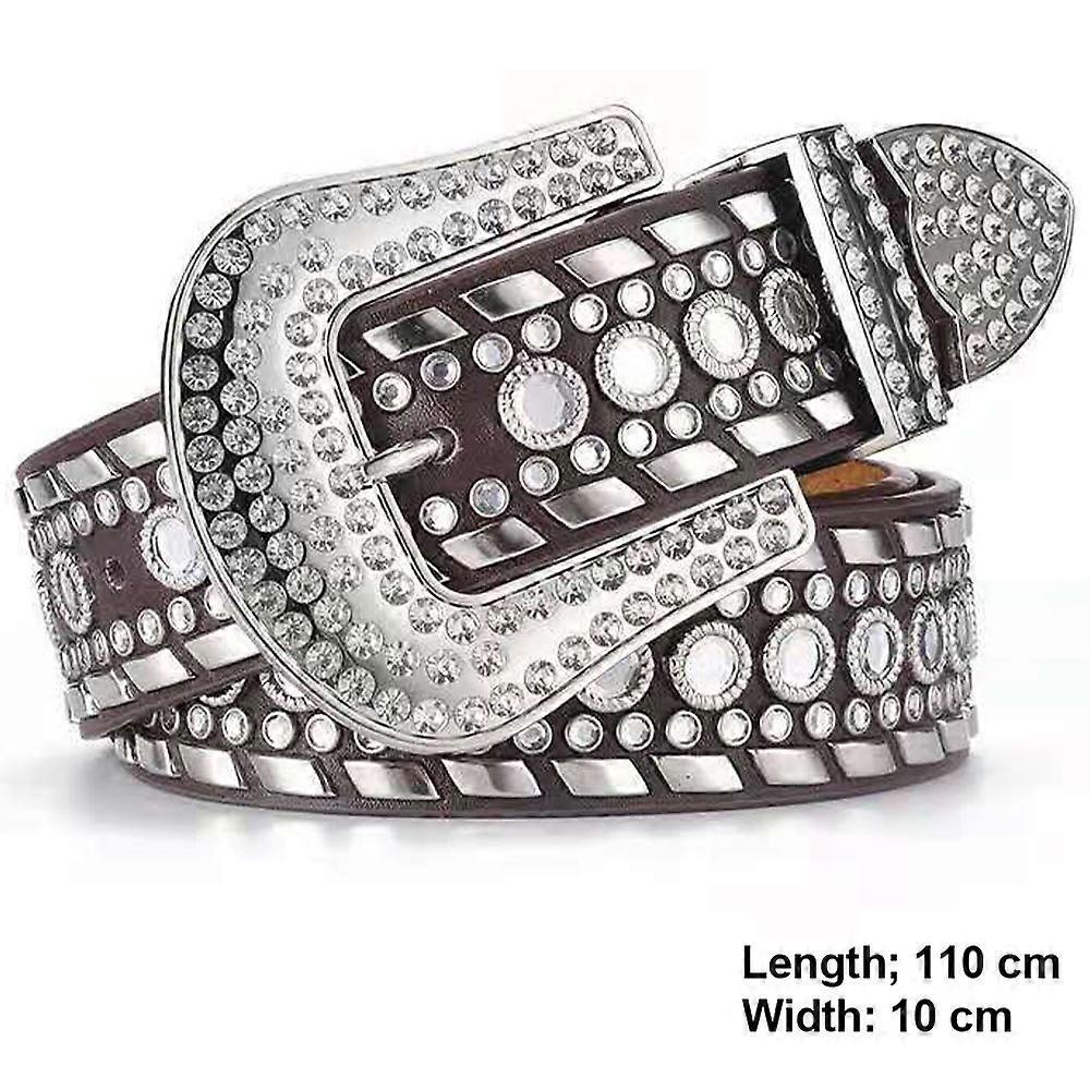 Women's Rhinestone Cowgirl Studded Leather Jeans Belt