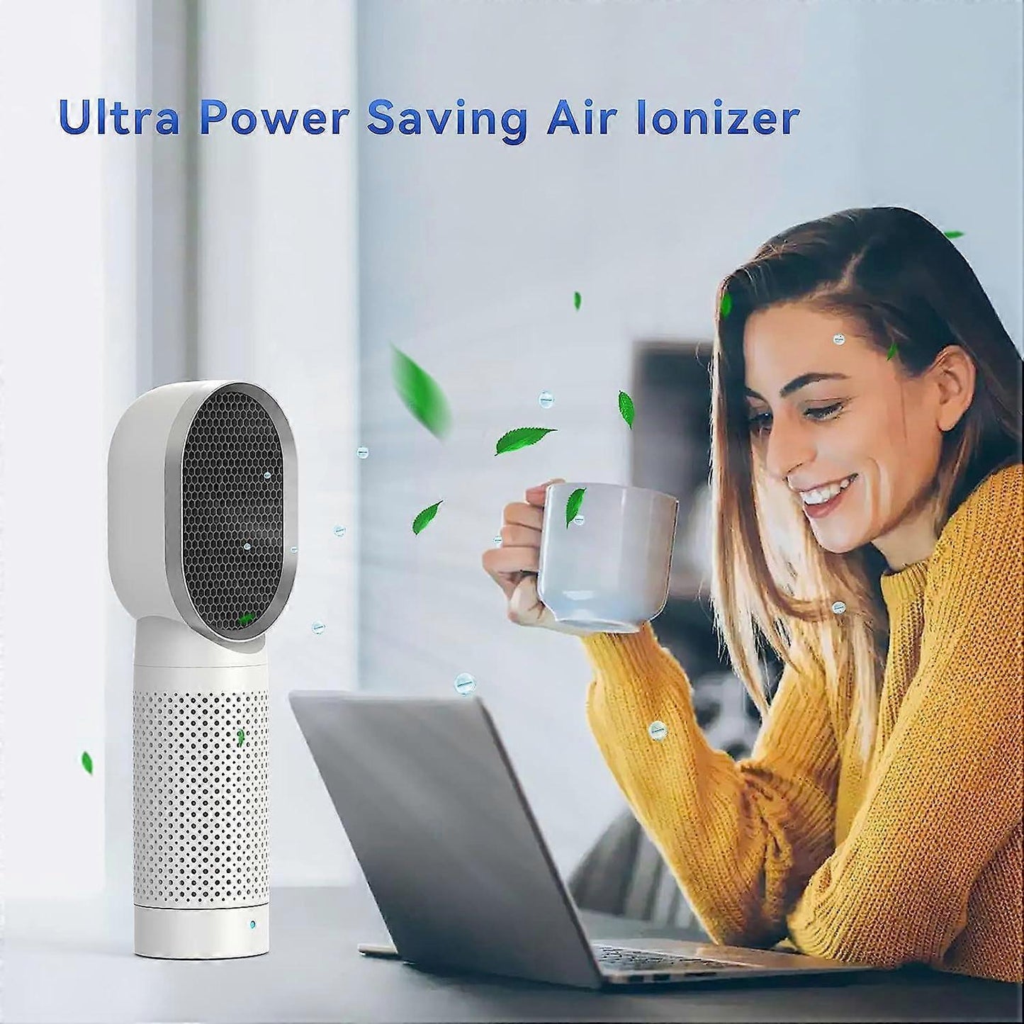 Small Desktop Air Purifier with H13 HEPA Filter - White, For Travel & Bedroom