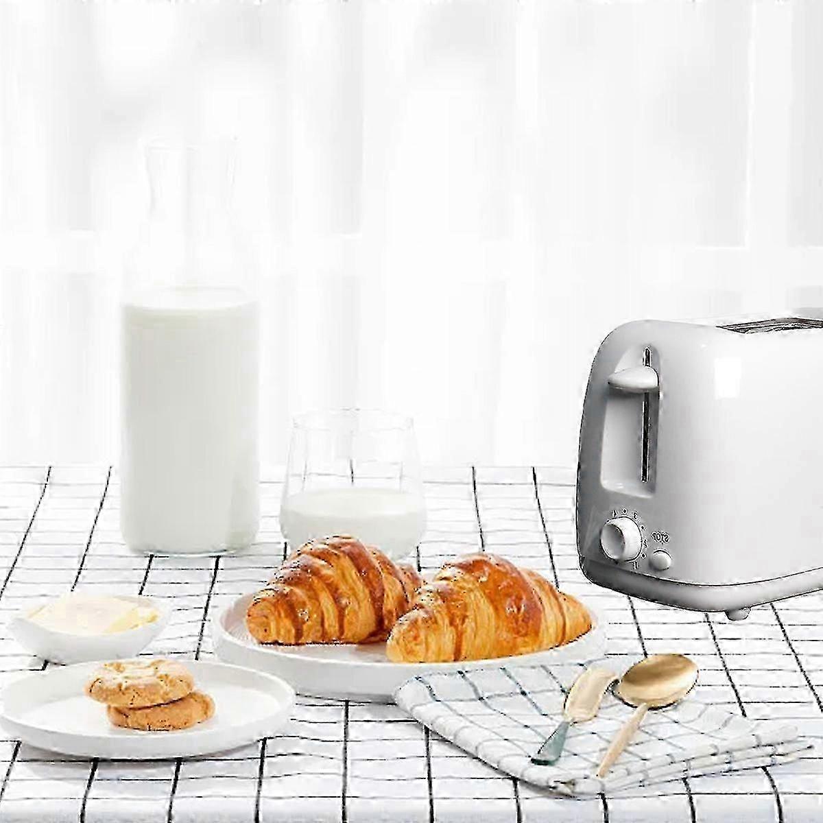 Stainless Steel 2-Slice White Toaster, Wide Slot, Adjustable Browning