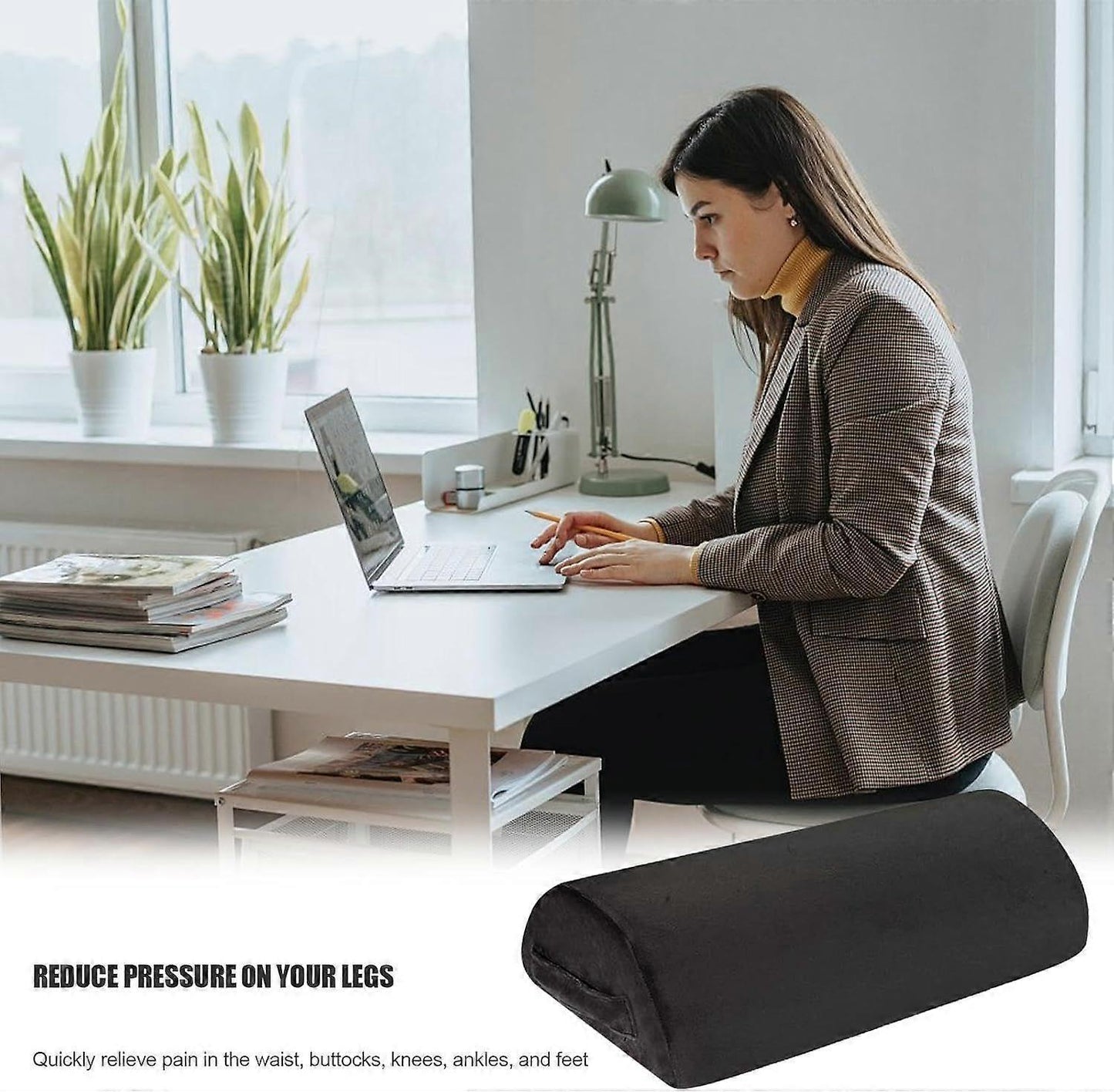 Ergonomic Foam Foot Rest Pillow, Soft Desk Leg Support