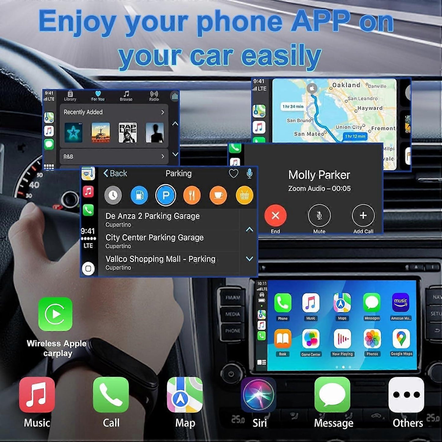 Wireless CarPlay Adapter, Convert Wired CarPlay to Wireless Plug & Play Dongle