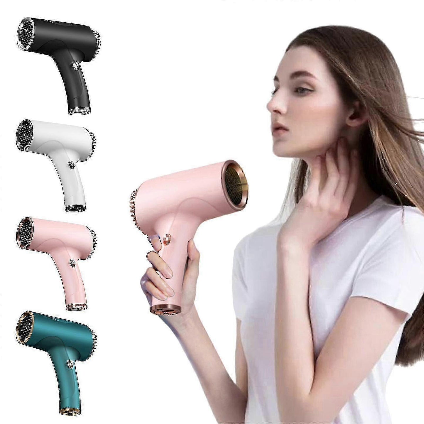 Portable Rechargeable Cordless Hair Dryer USB Travel Hair Dryer Black