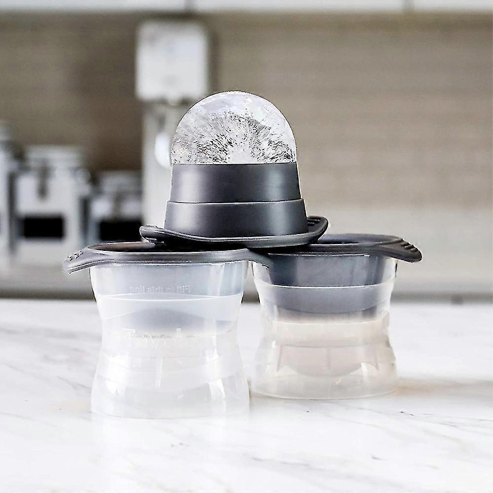 2Pcs Sphere Ice Cube Molds Large Silicone Ice Ball Maker Round Tray Set