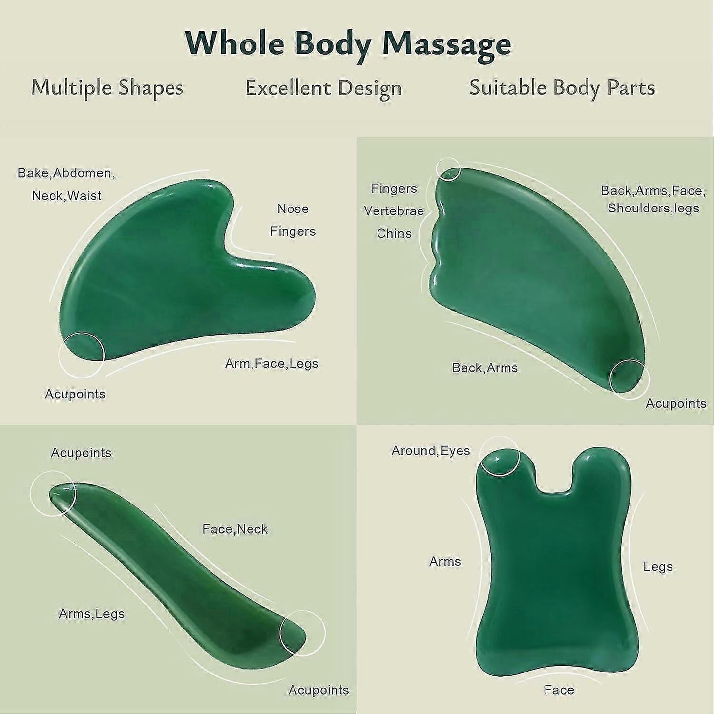 New Guasha Massage Set, 4pcs Gua Sha Facial Scraping Tools for SPA Use