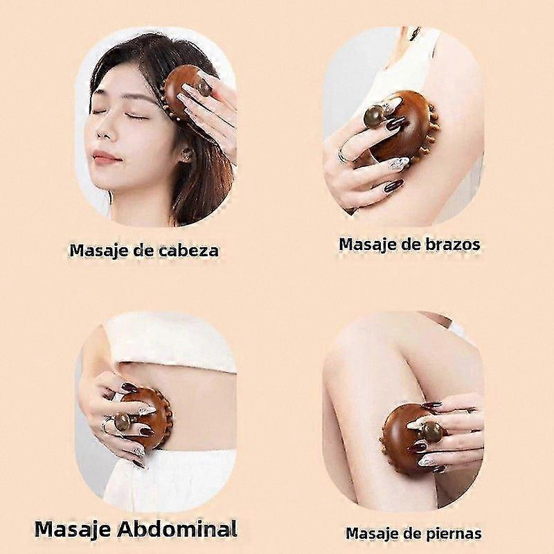 Natural Sandalwood Body Massage Brush, Circular Teeth Guasha Scraping Therapy Tool